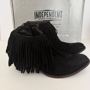Black Fringe Ankle Boots